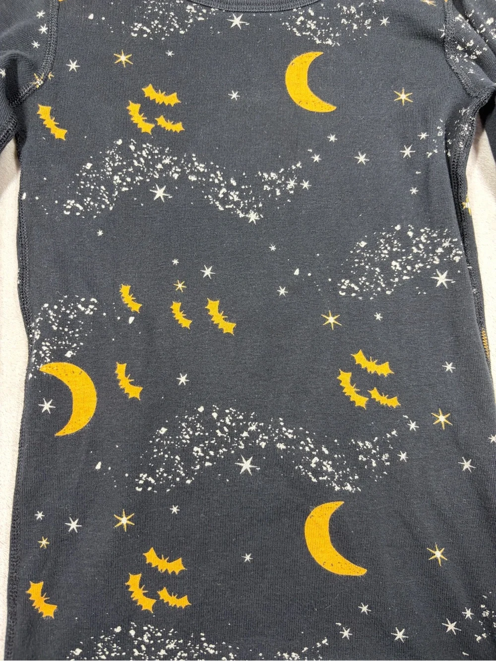 Hanna Andersson Kids Black Stars Bat Moon Midnight Stars Halloween PJ Top Size 8